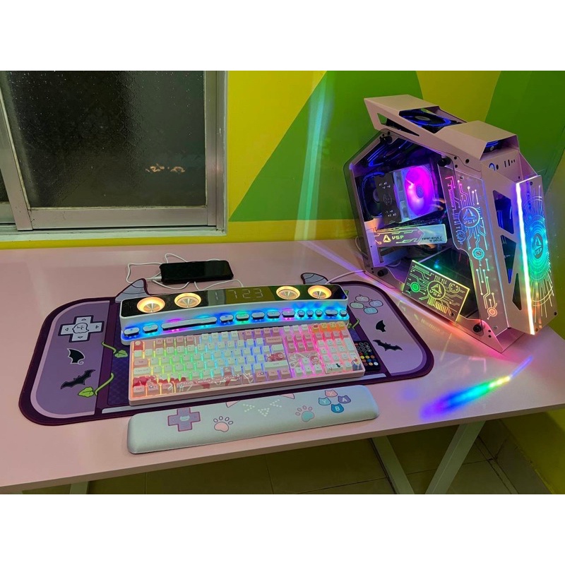 Loa Bluetooth LED RGB quang phổ 10 chế độ Led cao cấp - Tích hợp Đồng hồ + Nhiệt độ, Kết nối PC, TV - Soaiy SH39 cao cấp