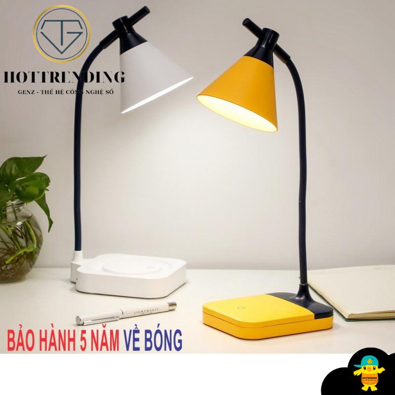 Đèn bàn học cảm ứng để bàn pin sạc 4000mAh có 3 chế độ ánh sáng trắng, vàng và trắng ấm điều chỉnh được độ sáng