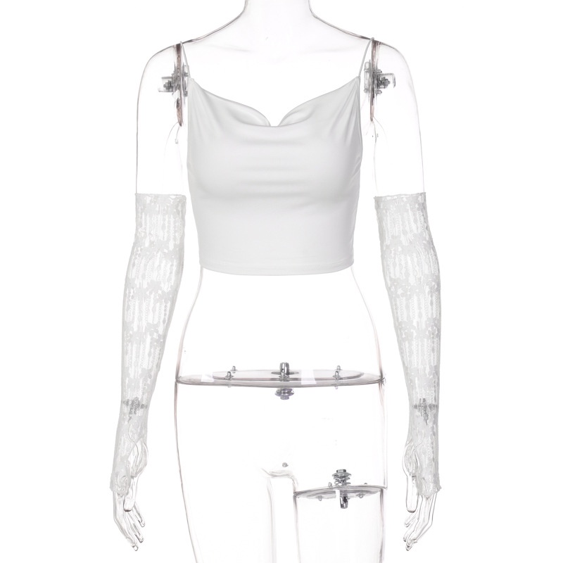 Áo Tank Top Hở Lưng Phối Ren Thời Trang Cho Nữ