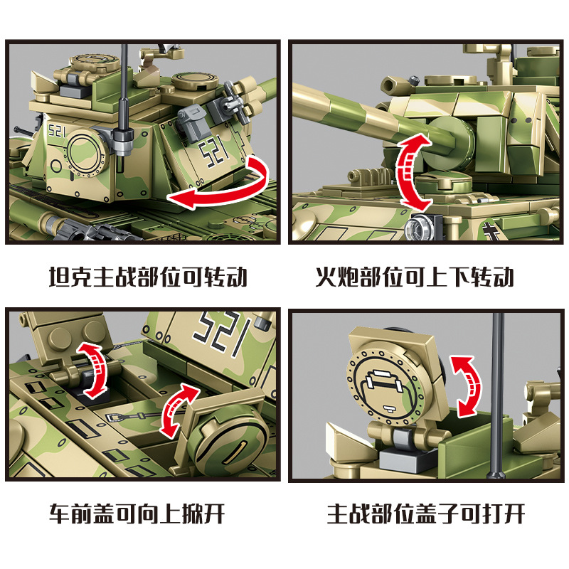 Đồ chơi Lắp ráp Mô hình xe tăng Creator Expert S 0108 Military Series World War II German Panther Tank