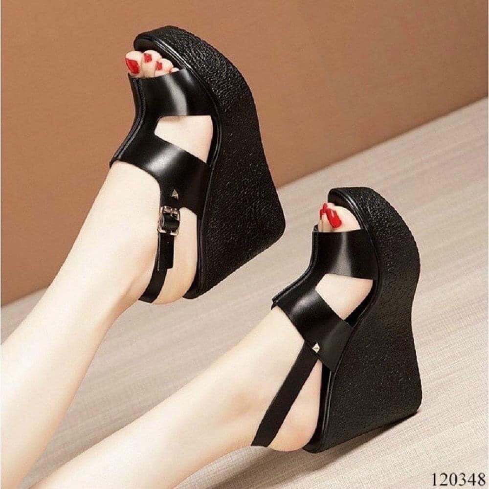 GIÀY SANDAL XUỒNG ĐEN 10P