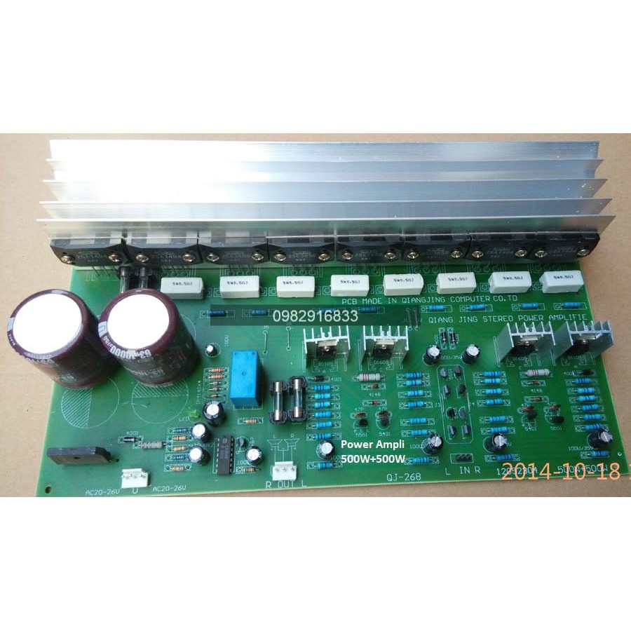 Bo mạch khuếch đại âm thanh HiFi (2 kênh) Ampli 8 sò Sanken 1494-3858 đầy đủ rơ le bảo vệ và tụ lọc nguồn