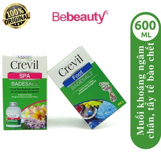 Bộ Sản Phẩm Muối Khoáng Ngâm Chân Và Muối Khoáng Tắm Tẩy Tế Bào Chết Crevil Badesalz 600g