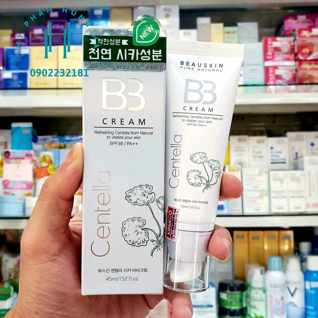 Bb cream Beauskin, kem lót nền trang điểm, dành cho da dầu, hỗn hợp chiết xuất rau má BeauSkin Centella 45ml