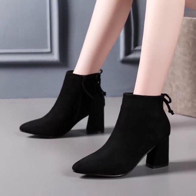 FREE SHIP Bốt nữ da lộn gót vuông 5cm siêu xinh kèm clip | BigBuy360 - bigbuy360.vn