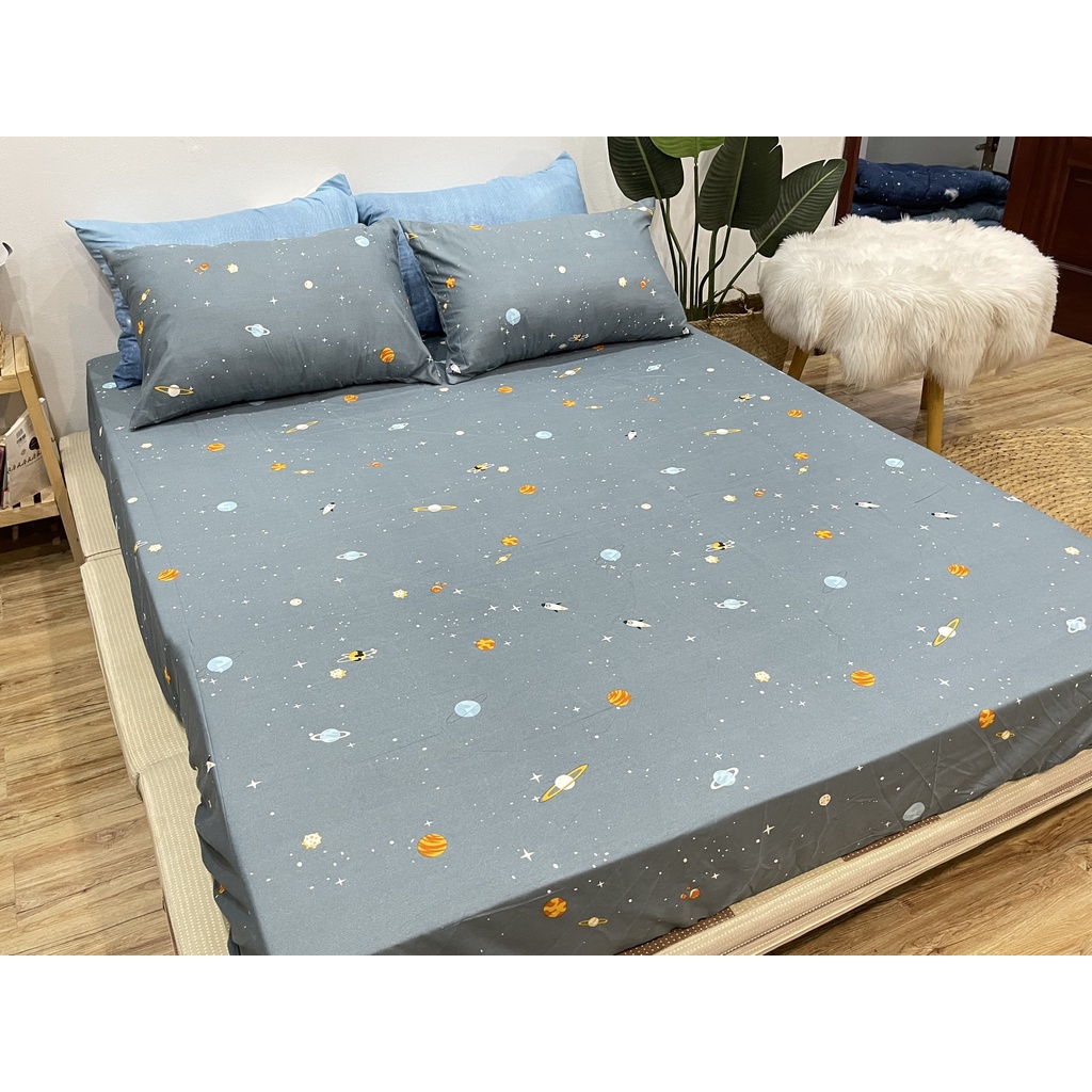Bộ ga gối cotton poly Emmibedding Store mẫu hành tinh