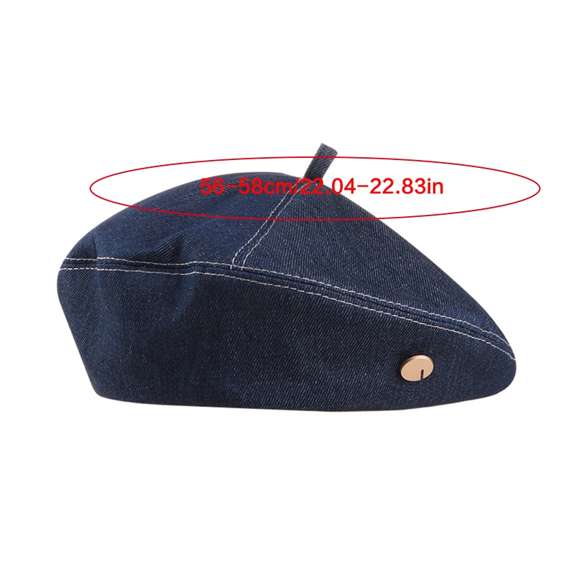 Nón Beret Denim Màu Trơn Phong Cách Cổ Điển Thời Trang Cho Nữ