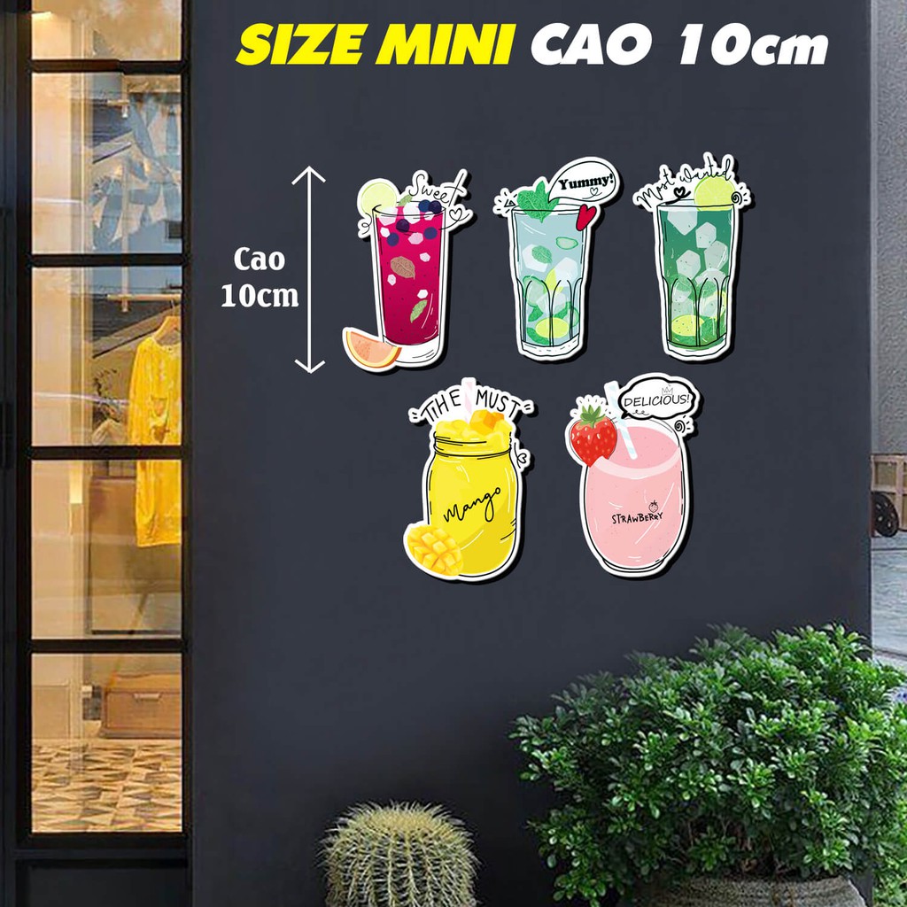 Sticker hình dán ly nước 𝑭𝒓𝒆𝒆𝒔𝒉𝒊𝒑 decal trang trí decor quán cà phê, trà sữa, quán ăn, quán nước.. decal dán tường,tủ.