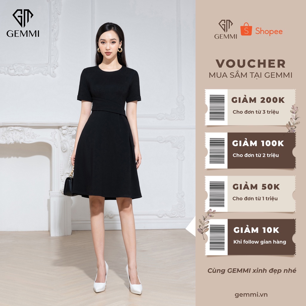 Váy đầm nữ công sở thiết kế dáng xòe Gemmi fashion, DK8496