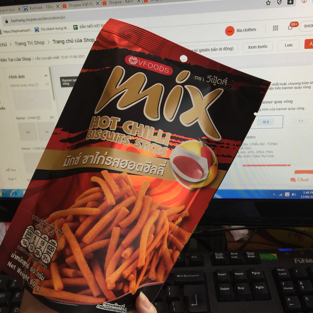Snack Tăm Cay MIX , Bim Bim Que MIX Vị Ớt Cay Thái Lan Gói 60g