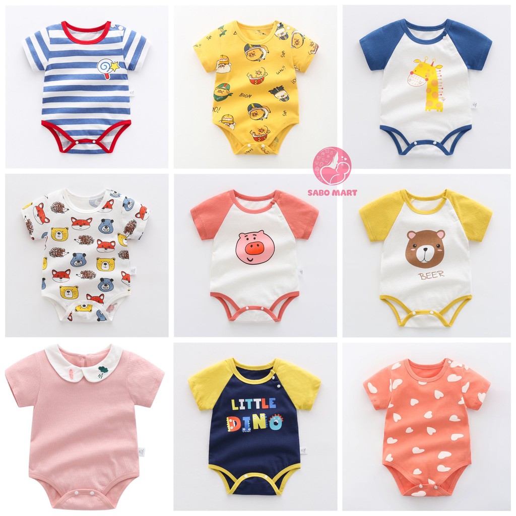 Bodysuit, Body Chip Cộc Tay Quảng Châu B03 Chất Đẹp Nhiều Mẫu Đáng Yêu Cho Bé