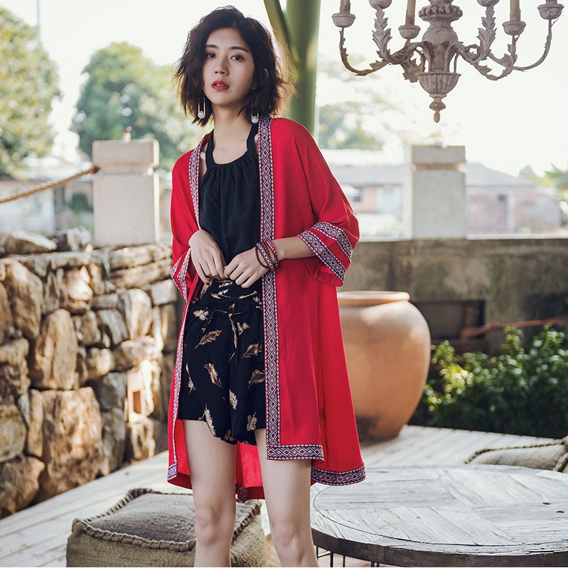 Áo khoác Cardigan chất Chiffon hoạ tiết mặt cười phong cách Bohomian | BigBuy360 - bigbuy360.vn