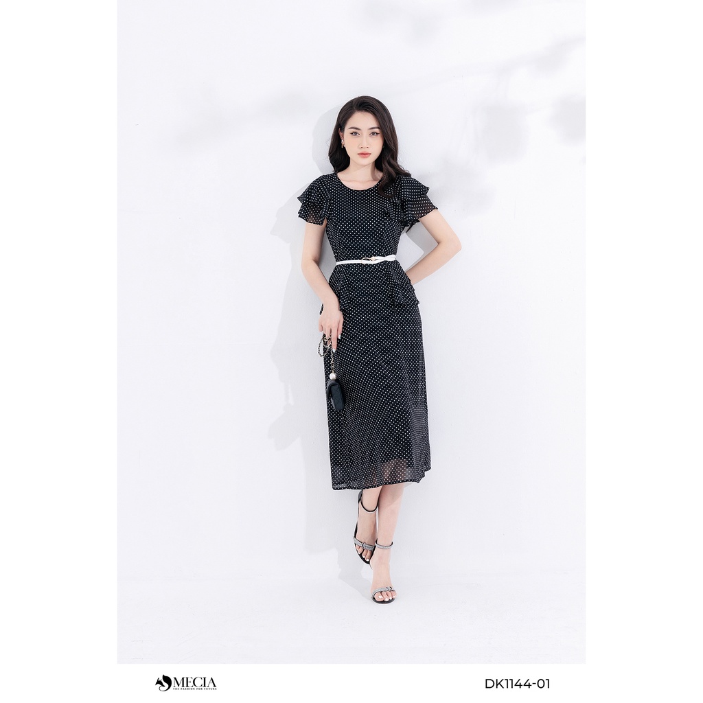 Đầm chấm bi peplum MECIA tay bèo tầng DK1144