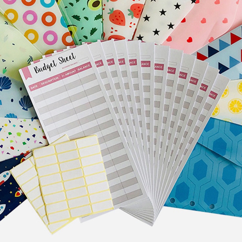 Sổ chi tiêu cá nhân kiêm ví đựng tiền mặt có 12 ngăn màu xanh dương hỗ trợ tiết kiệm tiền và chi phí