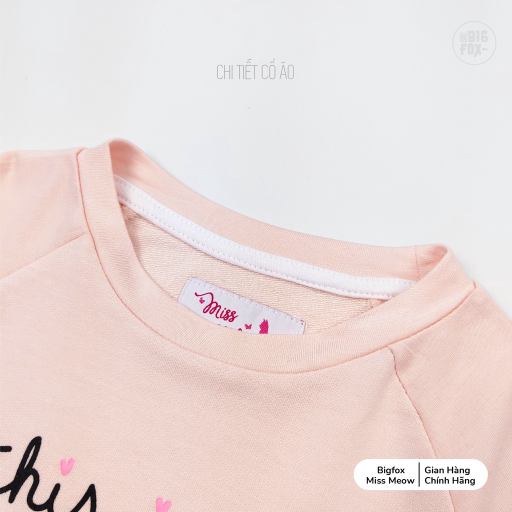 Bộ quần áo bé gái Bigfox - Miss Meow dài tay thu đông, phong cách Hàn Quốc in thỏ đeo kính size đại 3,4,5,6,7,8,9,10,11