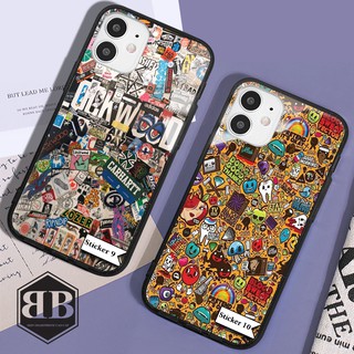 Ốp lưng kính cường lực IPhone 12 / 12 Mini hình in sticker