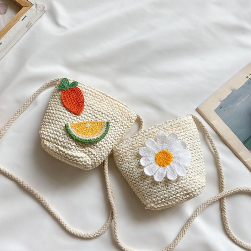 Túi Đeo Vai Đan Rơm Có Khóa Kéo Thời Trang Mùa Hè Cho Bé Gái