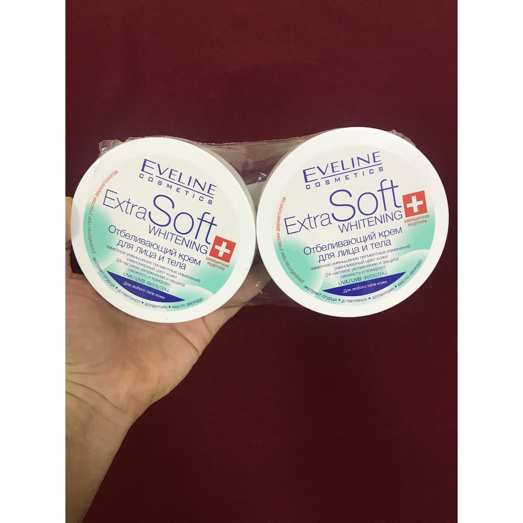 [SALE] [CAM KẾT 100% CHÍNH HÃNG] Kem dưỡng ẩm EVELINE EXTRA SOFT WHITENING Nga 200ml dưỡng ẩm và làm trắng da toàn thân