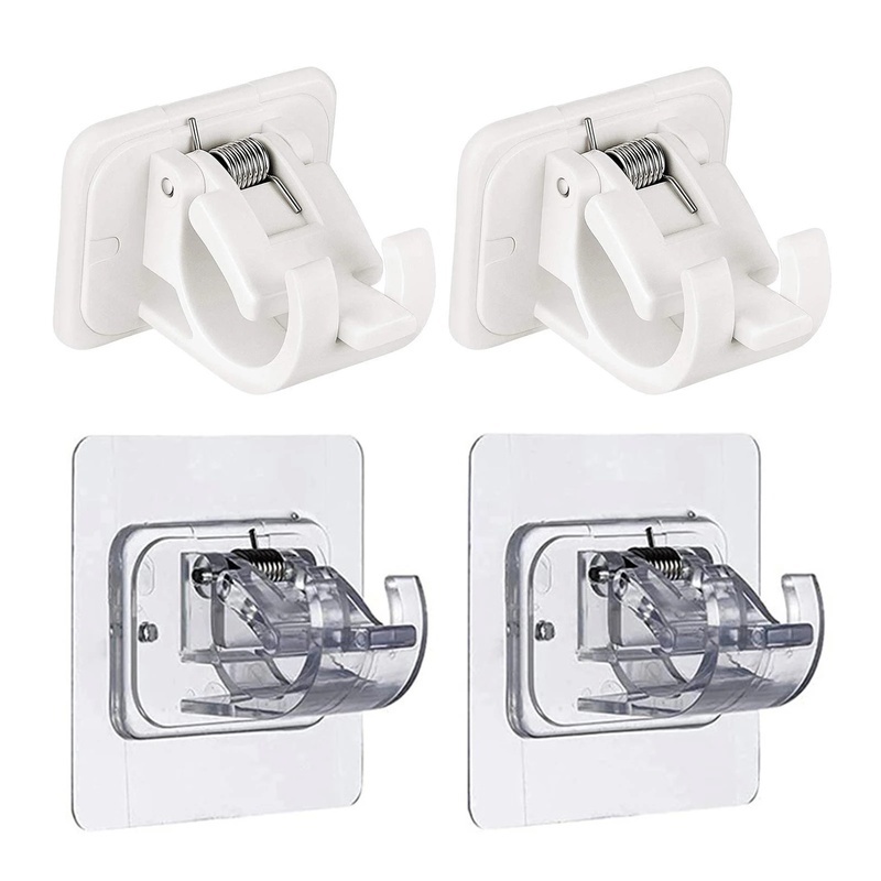 Set 2 Kẹp Giá Đỡ Thanh Treo Rèm Cửa Tự Dính Không Cần Đóng Đinh Tiện Dụng