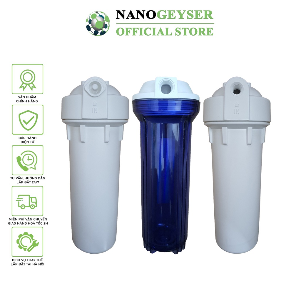 Cốc lọc nước 10 inch Nano Geyser, Cốc lọc nước máy RO và Nano, Cốc lọc nước đầu nguồn