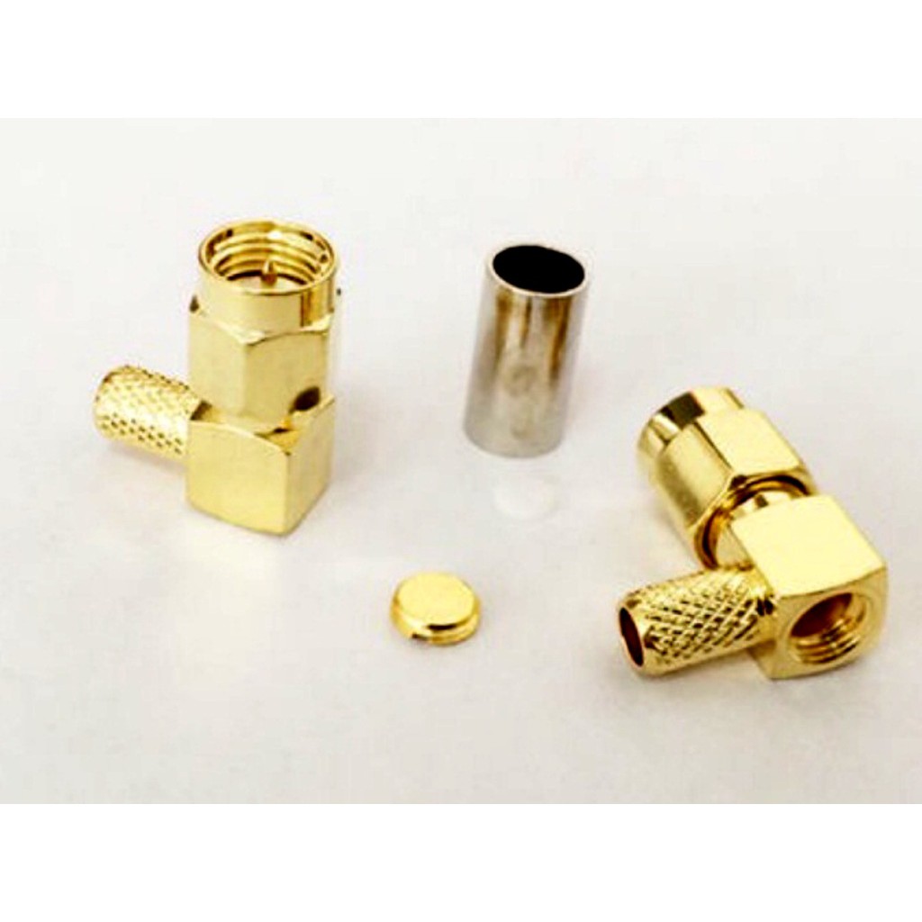 Đầu jack SMA RP-SMA thẳng vuông bóp cáp đồng trục RG58 RG142