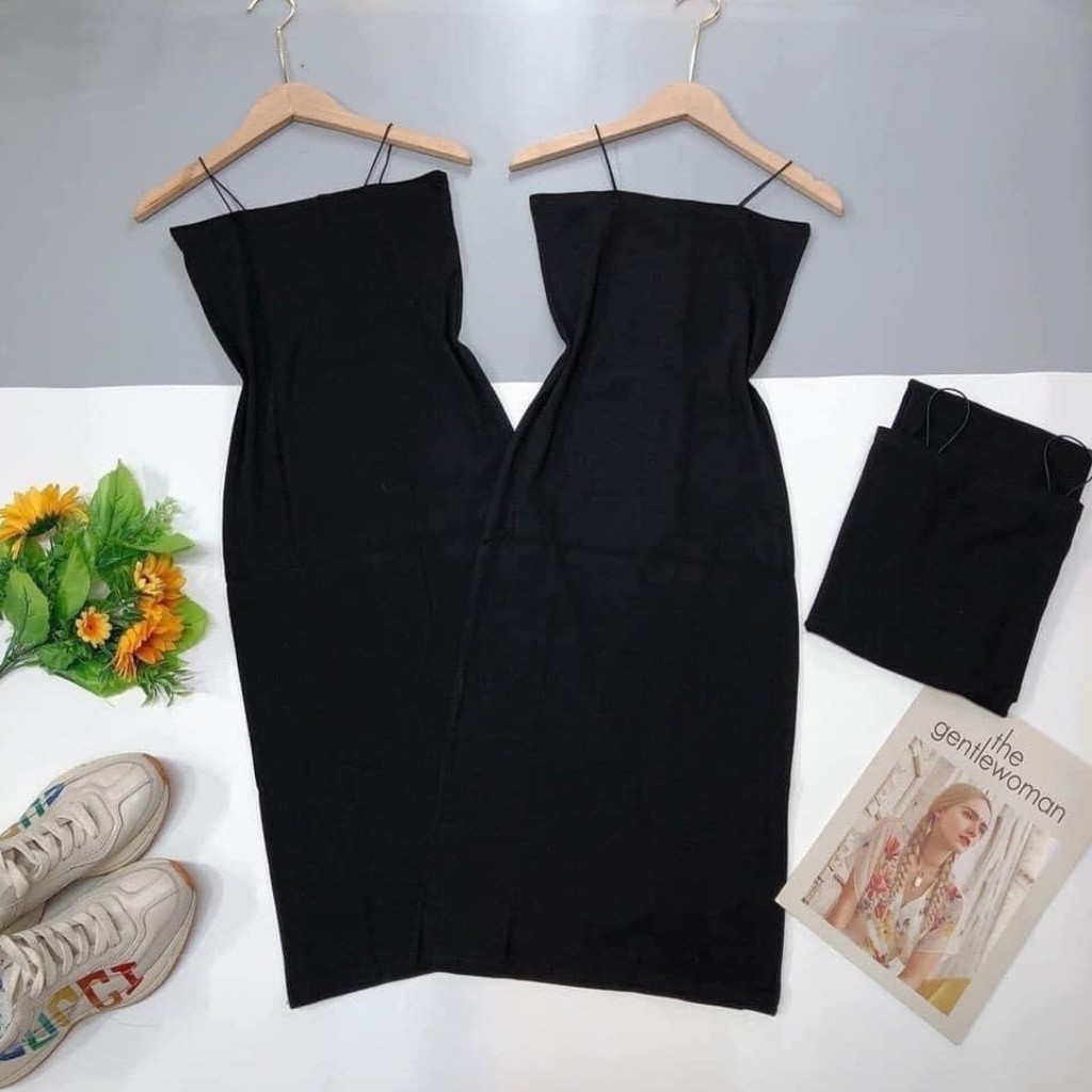 Váy 2 Dây, Đầm 2 Dây Sợi Bún Thun Gân Đẹp 100% Cotton Ôm Body Sexy Dáng Dài ( Hàng loại 1) T107 - TRANG STORE