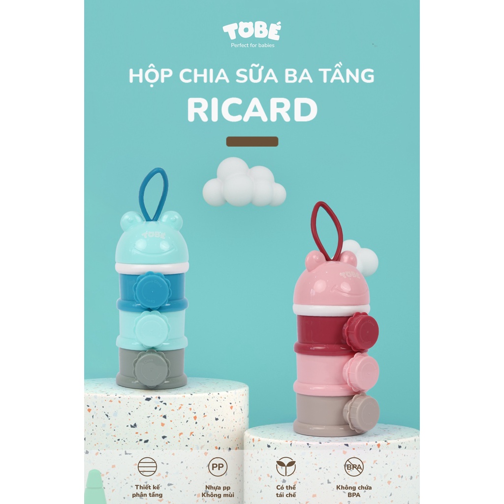 Hộp chia sữa ba tầng Ricard cao cấp siêu bền bỉ hàng chính hãng tobe tiện lợi cho mẹ, an toàn cho bé yêu 3105