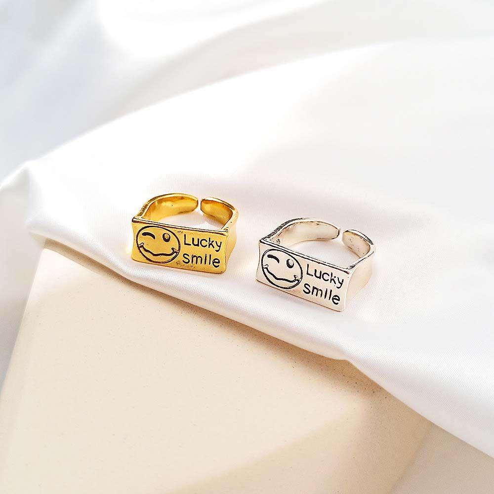 Nhẫn Mặt Cười SOMEDAYZL|Vòng Tay May Mắn Nhiều Màu Sắc Cho Cặp Đôi|Nhẫn Hở Điều Chỉnh Được Màu Sắc Thời Trang