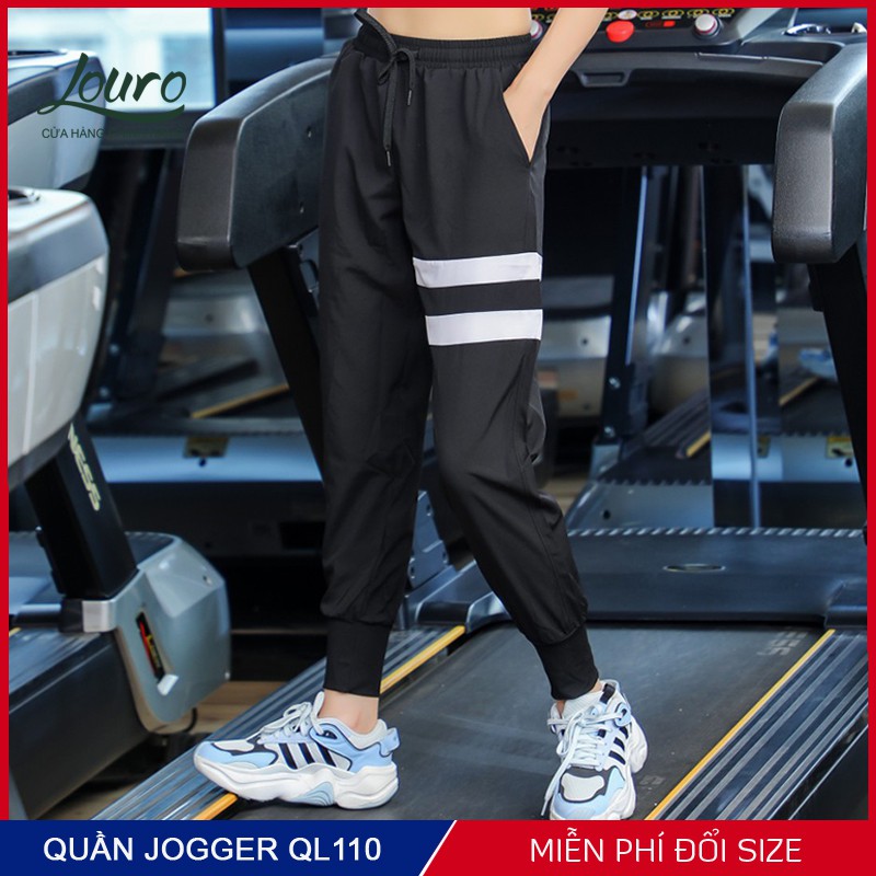 Quần Jogger nữ Louro QL111, mẫu quần joker tập gym nữ phối 2 màu, phù hợp tập thể ...