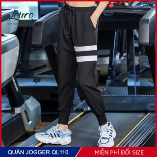 Quần Jogger nữ Louro QL110, mẫu quần joker tập gym nữ kẻ sọc khuyết điểm, phù hợp tập thể thao, gym, zumba, chạy bộ