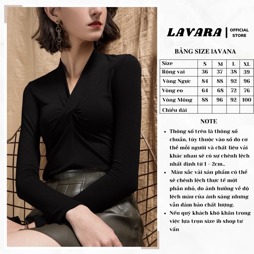 Áo thun nữ dài tay co dãn 4 chiều bigsize cổ xoắn LAVARA ALE04