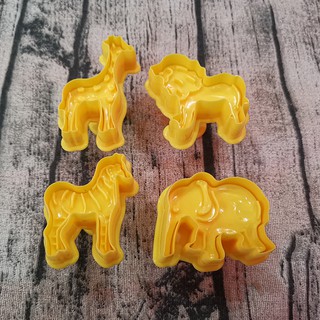 HCM - Bộ 4 khuôn nhấn cookies hình động vật Ngựa Voi Hươu Sư tử CA78 làm bánh quy dễ thương cho con
