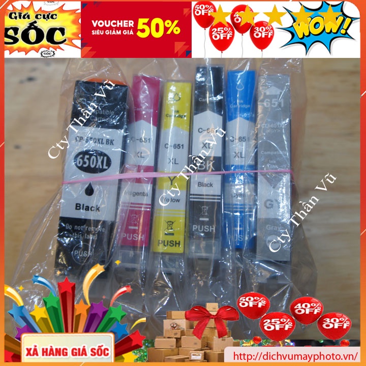 Bộ thỏi mực thay thế canon mã 650 651 dẫn mực ngoài sẵn mực cho máy in màu A3 IX 6860 hàng chuẩn đẹp Kholinhkienmayin