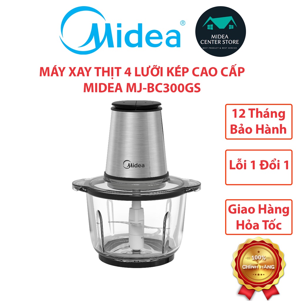 [Chính hãng] Máy xay thịt 2 lít 300W 4 lưỡi dao Midea MJ-BC300GS, lỗi 1 đổi 1, bảo hành 12 tháng toàn quốc