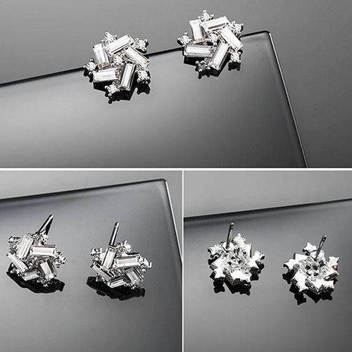 Đôi bông tai đính đá hình bông hoa cách điệu cho nữ