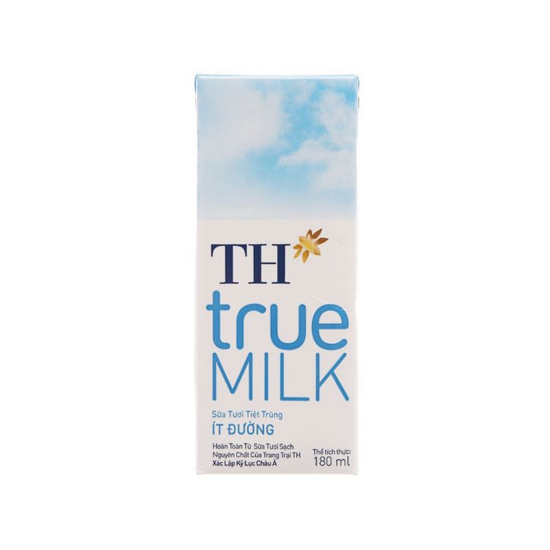 Thùng 24 hộp sữa tươi tiệt trùng TH true MILK 180ml ít đường date mới