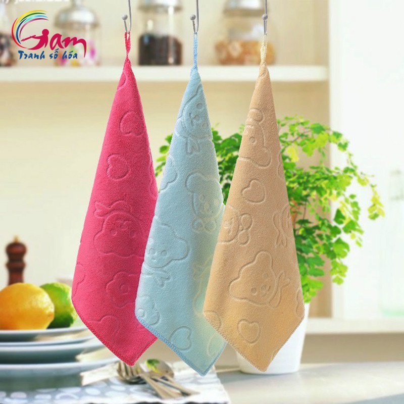 Khăn lau đa năng tiện lợi bằng cotton siêu thấm hút GAM lau tay lau bếp vệ sinh nhà cửa có dây treo 25x25cm