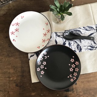Bát đĩa bằng gốm họa tiết hoa anh đào phong cách Nhật Bản dễ thương