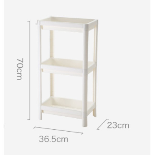 Kệ nhựa 3 tầng đa năng có giỏ treo IKEA VESKEN (Màu trắng)
