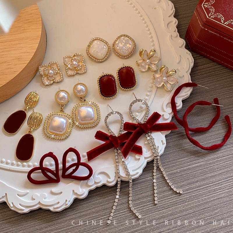 Đôi Khuyên Tai Đính Ngọc Trai Phong Cách Hàn Quốc Thời Trang Cho Nữ