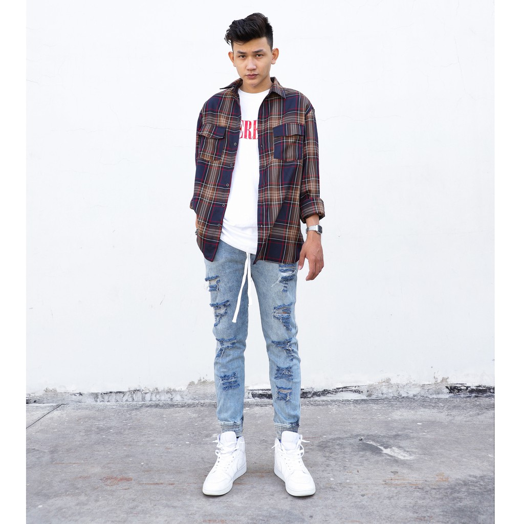 Áo sơ mi flannel sọc caro nhiều màu | BigBuy360 - bigbuy360.vn