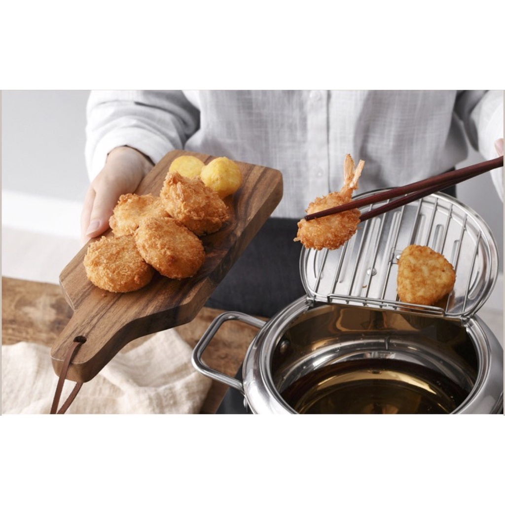 [Hàng chính hãng] Nồi chiên đáy từ chống dính bằng thép không gỉ có đo nhiệt độ 20 - 24cm Kitchen Art Hàn Quốc