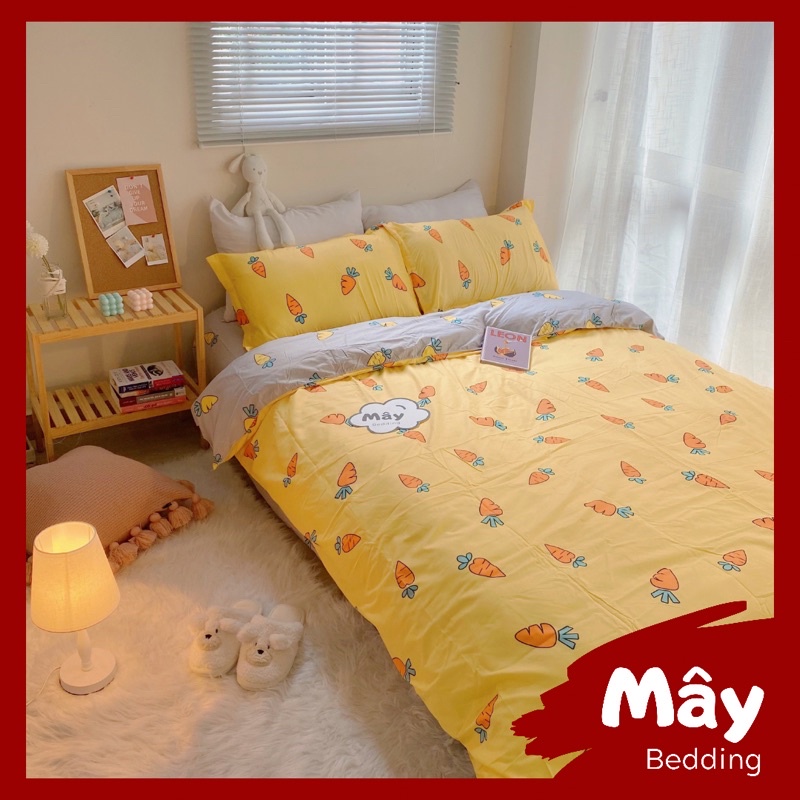 Bộ chăn ga gối Cotton Poly họa tiết cà rốt MÂY BEDDING đủ kích thước nệm