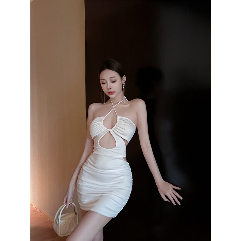 Đầm Hai Dây Dáng Ôm Thiết Kế Xếp Ly Thời Trang Quyến Rũ Cho Nữ