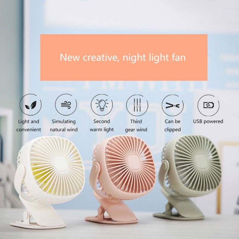 Quạt Mini Để Bàn 3 Trong 1 Đa Năng Xoay 360 Độ Tích Hợp Đèn Led