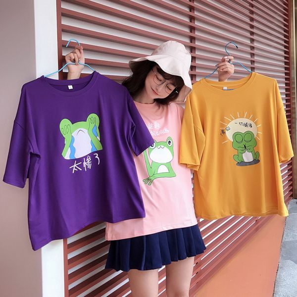 Áo Thun Ngắn Tay Dáng Rộng Thời Trang Mùa Hè Hàn Quốc 2019 Dành Cho Nữ