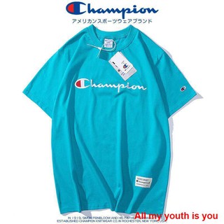 [Spot real shot 💕]Áo    Japanese fashion brand champion short-sleeved t-shirt men s and women round neck embroidered cotton Loose top student couple bottoming shirt tide