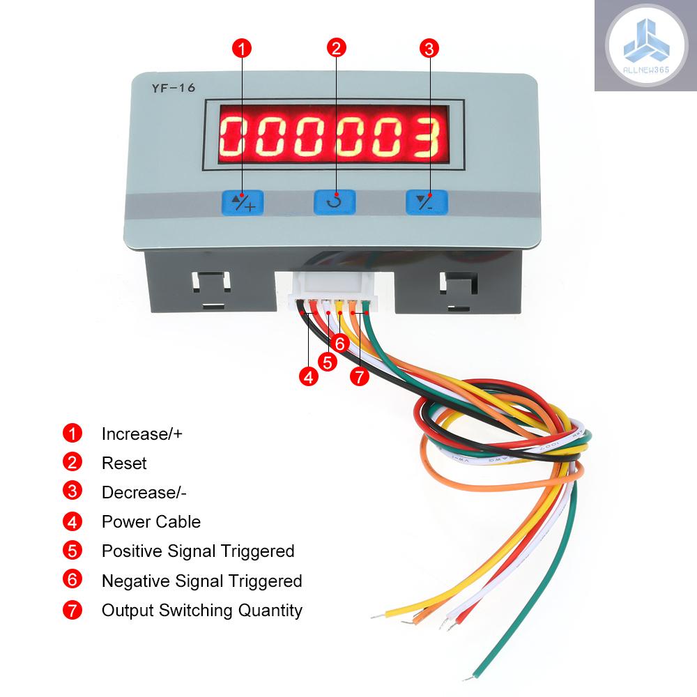 Mô đun đếm kỹ thuật số mini Dc / Ac5V ~ 24v với giao diện Npn và Pnp 1~999999