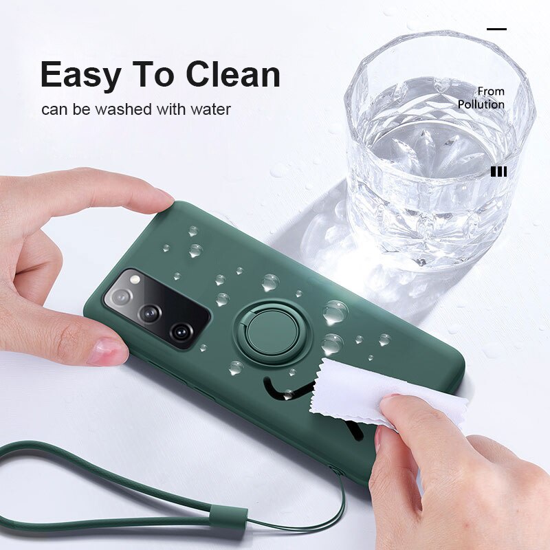 Ốp điện thoại silicon mềm dẻo có giá đỡ nhẫn nam châm gắn xe hơi cho Samsung GalaxyS21 Ultra Plus S20 Plus Ultra S20 FE