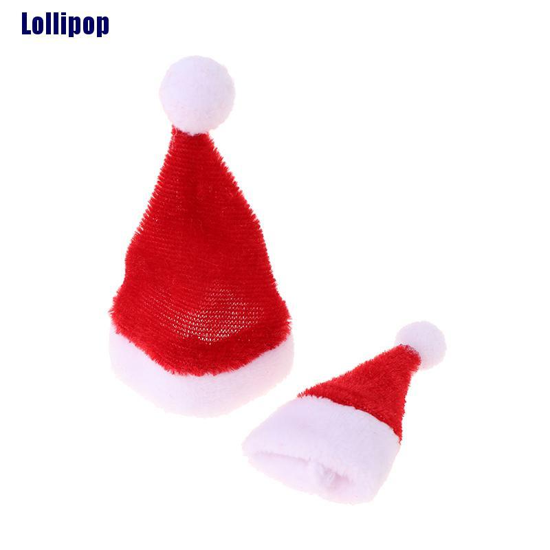 Set 2 mũ ông già noel mini trang trí nhà búp bê dịp giáng sinh độc đáo
